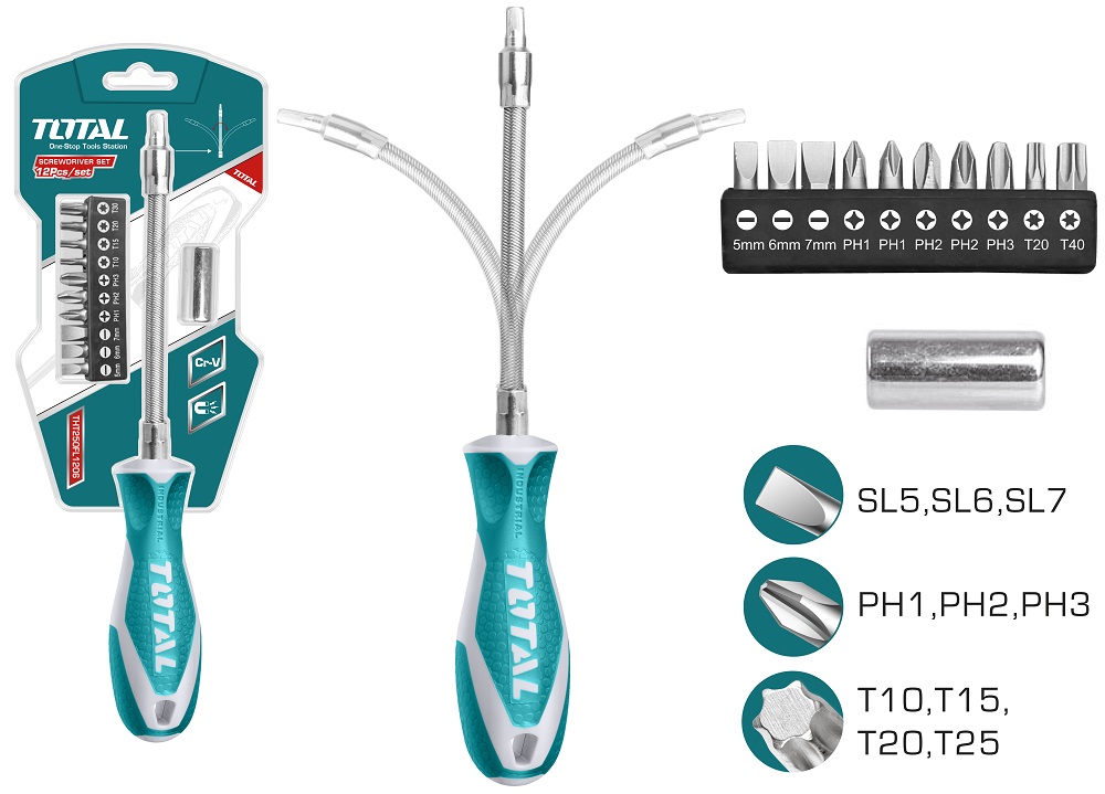 Destornillador Total Flexible 12 Pcs